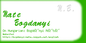 mate bogdanyi business card